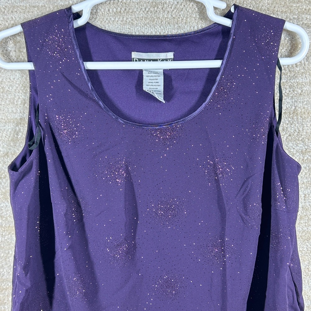 Dana Kay Women Y2K Whimsigoth Glitter Sparkle Tank Top Purple 16W Sleeveless